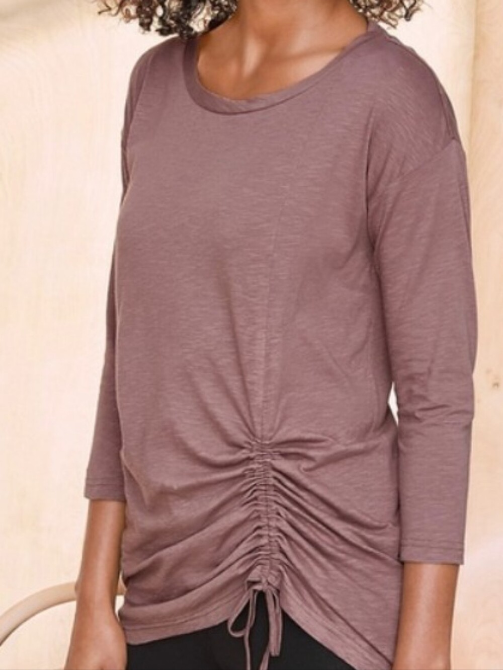 Parallel Skies Long-Sleeve Cinch-Front Tunic Top - Mauve Size XL
